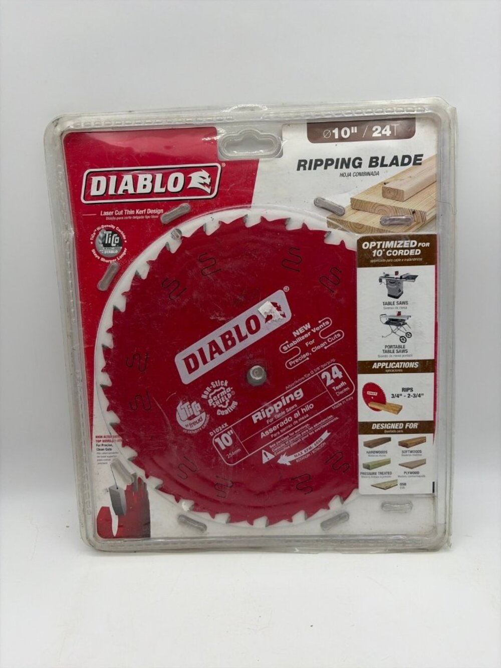 Diablo D1024X 10" x 24 Ripping/Framing Saw Blade Brand New Sealed